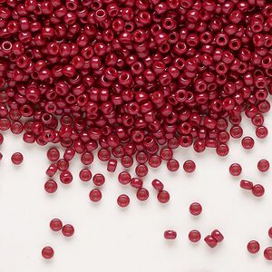 Seed bead, Miyuki, glass, pkg/250g, #11 rocaille, opaque outside dyed maroon, (RR-1464).