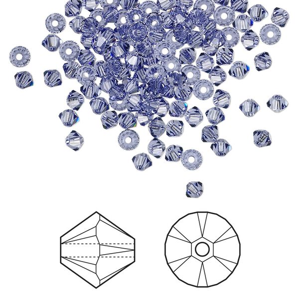 Bead 48pk tanzanite, Crystal Passions&reg; 3mm bicone 5328 image number 0