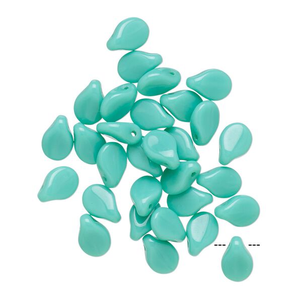 Bead, Preciosa Pip&trade;, Czech pressed glass, opaque turquoise blue, 7x5mm top-drilled pip. Sold per pkg of 30. image number 0