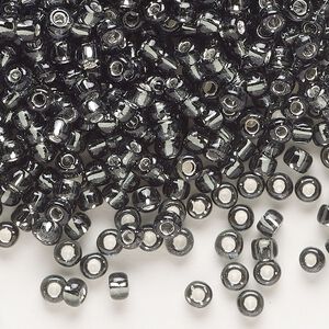 Seed bead, Dyna-Mites&trade;, glass, transparent silver-lined gunmetal, #6 round. Sold per 1/2 kilogram pkg.