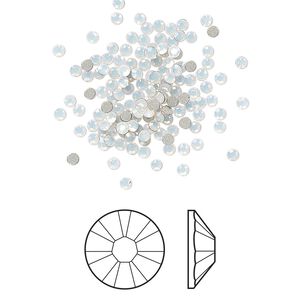 Flat back 1440pk white opal foil back, Swarovski&reg; 1.7-1.9mm rose round SS5 2058