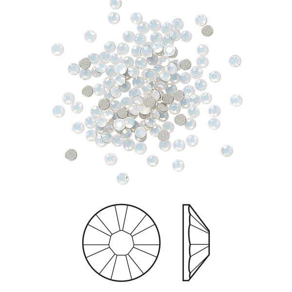 Flat back 1440pk white opal foil back, Swarovski&reg; 1.7-1.9mm rose round SS5 2058 image number 0