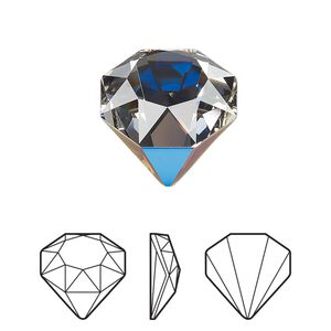 Fancy stone 1pk crystal Bermuda metallic blue Z foil back, Crystal Passions&reg; 18mm tilted chaton 4928