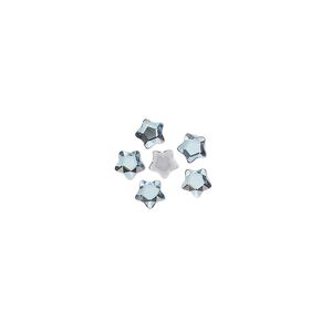 Flat back 6pk aquamarine foil back, Crystal Passions&reg; hotfix rhinestone 4mm star flower 3754