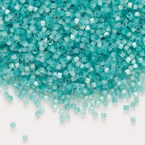 Seed bead, Delica&reg;, glass, pkg/7.5g, #11 round, opaque silk satin luster light aqua green (DB-1812).