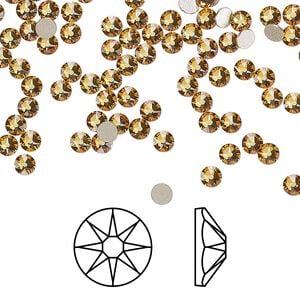 Flat back 144pk golden topaz foil back, Crystal Passions&reg; 3-3.2mm rose round SS12 2088