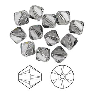 Bead 12pk black diamond, Crystal Passions&reg; 8mm bicone 5328