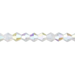 Bead 1pk translucent clear AB frosted, Celestial Crystal&reg; 6mm bicone 15.5-16 inch