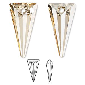 Drop 1pk crystal golden shadow, Crystal Passions&reg; 28x14mm pendant spike 6480