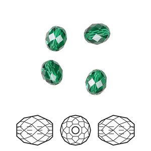 Bead 4pk majestic green, Crystal Passions&reg; 7x6mm olive briolette 5044
