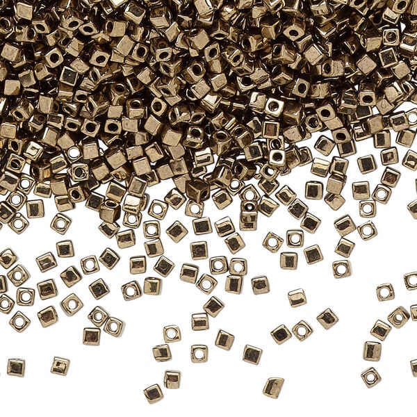 Seed bead, Miyuki 1pkg10g, glass, 1.8 square, opaque metallic dark bronze (SB-457) image number 0