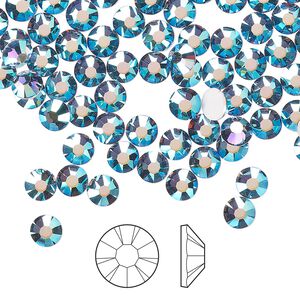 Flat back 1440pk denim blue AB foil back, Preciosa MAXIMA Czech crystal rhinestone 4.6-4.8mm chaton rose round SS20