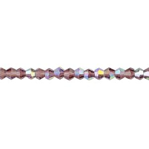 Bead 1pk transparent amethyst purple AB, Celestial Crystal&reg; 4mm bicone 15.5-16 inch