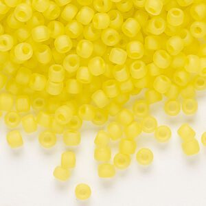 Seed bead, Dyna-Mites&trade;, glass 1pkg0.5kg, #6 round, translucent matte inside dyed color yellow (202MA 6/0 RR)