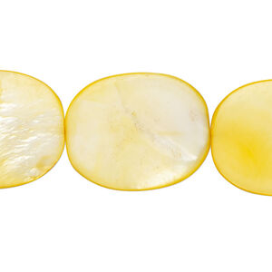 Mother-of-pearl shell 1pkg1, flat oval bead 15 inch golden yellow 23x19mm-24x19mm