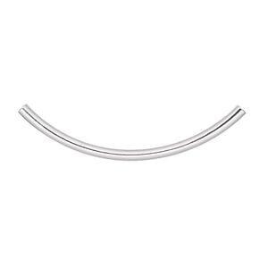 Bead 1pkg10 silver-plated, 38x2mm curved tube, brass