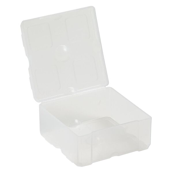 Organizer, Dot Box&trade;, plastic, clear, 2-1/2 x 2-1/2 x 1-1/4 inch rectangle with pop-up lid. Sold individually. image number 1