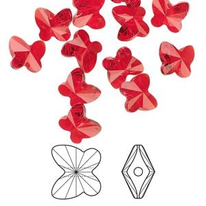 Bead 12pk light Siam, Crystal Passions&reg; 8x7mm butterfly 5754