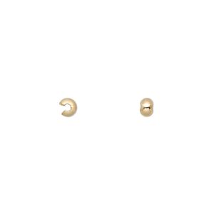 Crimp cover 1pkg500, gold-plated brass, 2mm round.