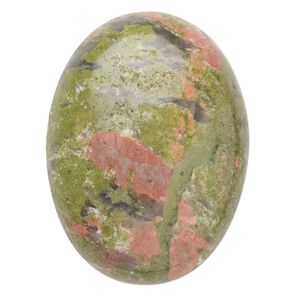 Unakite 1pkg1, calibrated oval cab natural 40x30mm