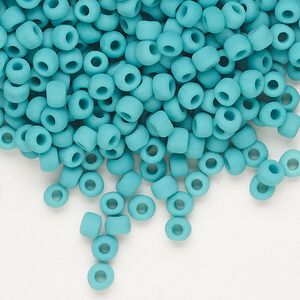 Seed bead, Dyna-Mites&trade;, glass, opaque matte turquoise blue, #6 round. Sold per 1/2 kilogram pkg.
