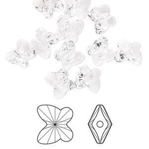 Bead 12pk crystal, Crystal Passions&reg; 8x7mm butterfly 5754