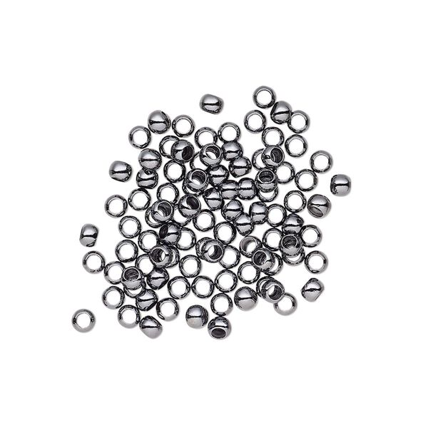 Crimp 1pkg100 gunmetal-plated, 2.5mm round / 1.5mm inside diameter, brass image number 0