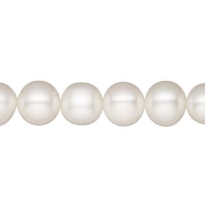 Pearl, White Lotus&trade;, cultured freshwater (bleached), white, 9-10mm semi-round, B grade. Sold per 15-1/2" to 16" strand.