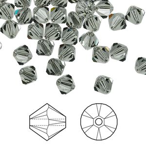 Bead 360pk black diamond, Swarovski&reg; 6mm XILION bicone 5328