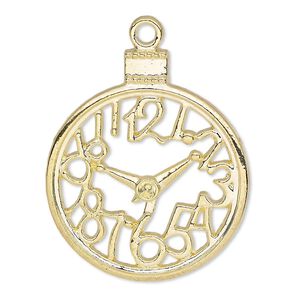 Focal, gold-finished "pewter" (zinc-based alloy), 35x30mm single-sided open clock face. Sold per pkg of 6.