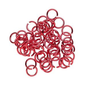 Jump ring 1pkg50 brass, 6mm round, 20 gauge / 4.4mm inside diameter / electrocoated red