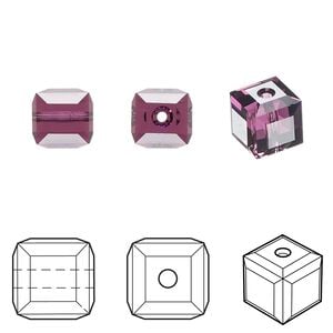 Bead 48pk amethyst, Crystal Passions&reg; 8mm cube 5601