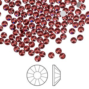Flat back 1440pk indian pink foil back, Preciosa Viva 12&reg; Czech crystal rhinestone 3-3.2mm chaton rose round SS12