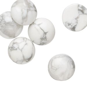 Howlite 1pkg6, calibrated round cab natural 14mm