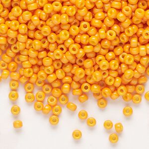 Seed bead, Miyuki, glass, pkg/250g, #8 rocaille, opaque outside dyed squash, (RR-1478).