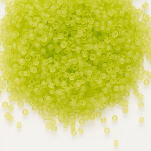 Seed bead, Delica&reg;, glass, pkg/7.5g, #11 round, translucent matte chartreuse (DB-0766).