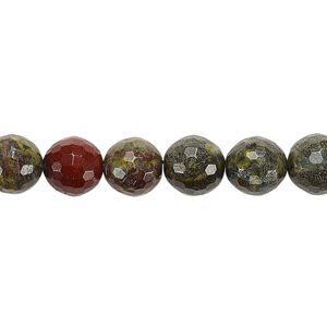 Dragon blood jasper 1pkg1, faceted round bead natural 8 inch 8mm
