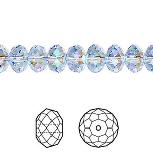 Bead 288pk light sapphire shimmer 2X, Swarovski&reg; 8x6mm rondelle 5040