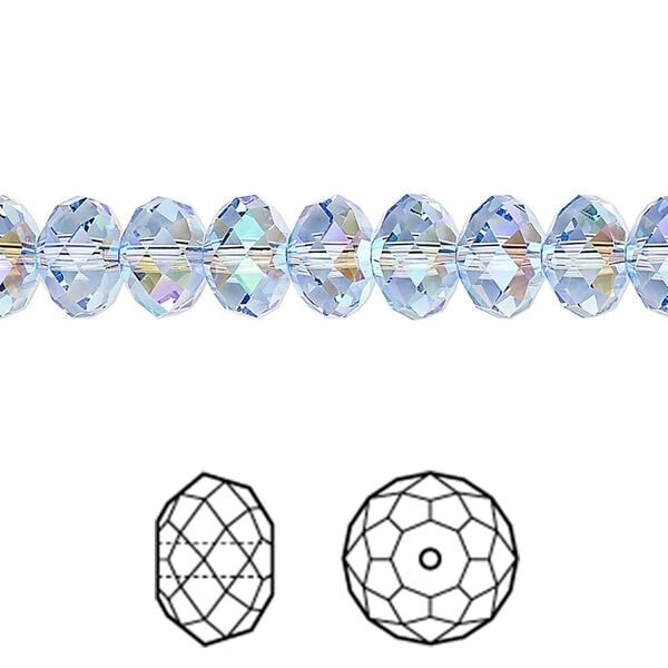 Bead 288pk light sapphire shimmer 2X, Swarovski&reg; 8x6mm rondelle 5040 image number 0