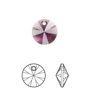 Drop 144pk amethyst, Swarovski&reg; 12mm pendant mini disk 6428