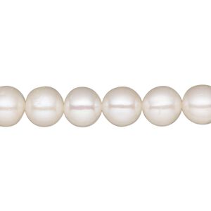 Pearl 1pkg1, White Lotus&trade;, cultured freshwater (bleached), white, 8-9mm potato, C grade, 15-1/2 to 16-inch strand.