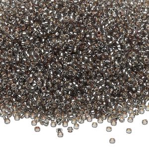 Seed bead, Miyuki 1pkg250g glass, #15 rocaille, Duracoat&reg; transparent silver-lined dark seafoam / outside dyed (RR-4274)
