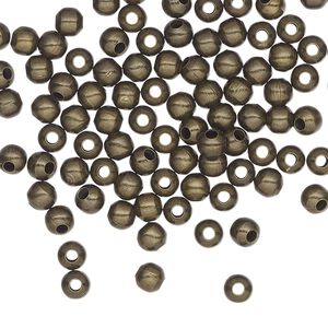 Bead 1pkg500 brass-plated, 4mm round, steel antique