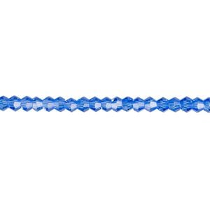 Bead 1pk 16 facets transparent medium blue, Celestial Crystal&reg; 3mm bicone 15.5-16 inch