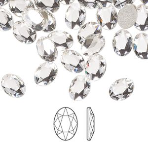 Flat back 144pk crystal foil back, Swarovski&reg; 8x6mm oval 2603