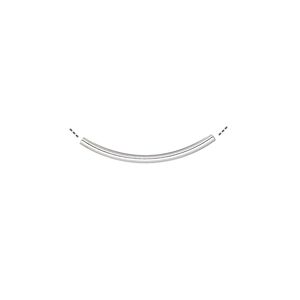 Bead 1pkg100 silver-plated, 20x1.2mm curved tube, brass