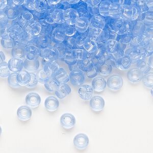 Seed bead, Miyuki, glass, pkg/25g, #6 rocaille, transparent light cornflower blue (RR-159L).