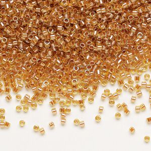 Seed bead, Delica&reg;, glass, pkg/250g, #11 round, translucent copper pearl-lined marigold (DB-1702).