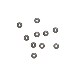 Bead 1pkg10 black-plated pewter, 3x2mm-4x2mm nugget rondelle, TierraCast&reg;