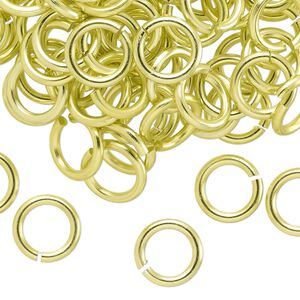 Jump ring 1pkg100 aluminum, 10mm round, 14 gauge / 6.8mm inside diameter / light green